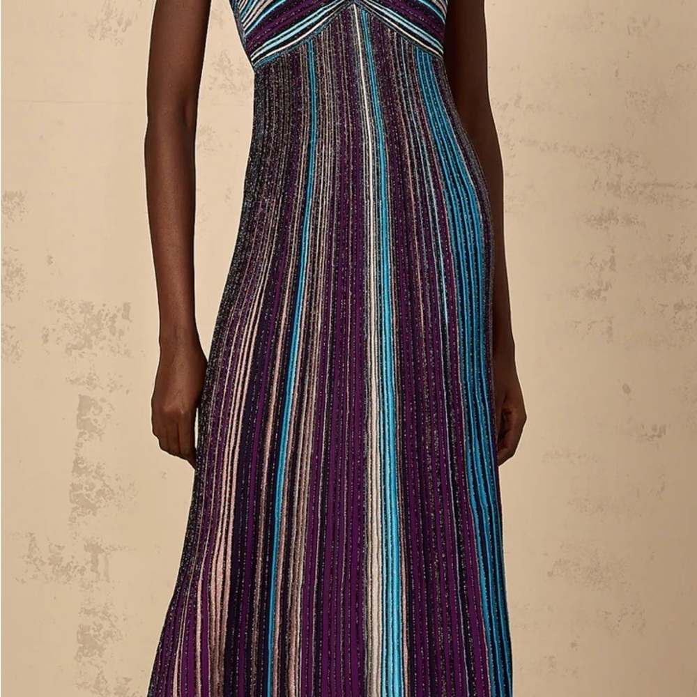 Elegant Multicolor Striped Maxi Dress